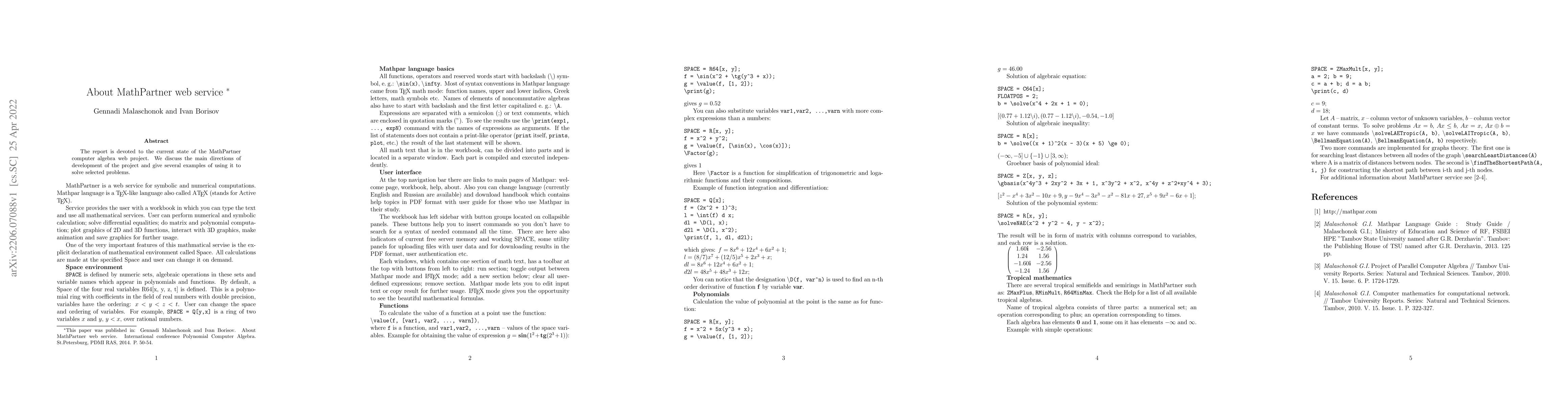 Thumbnail for About MathPartner web service