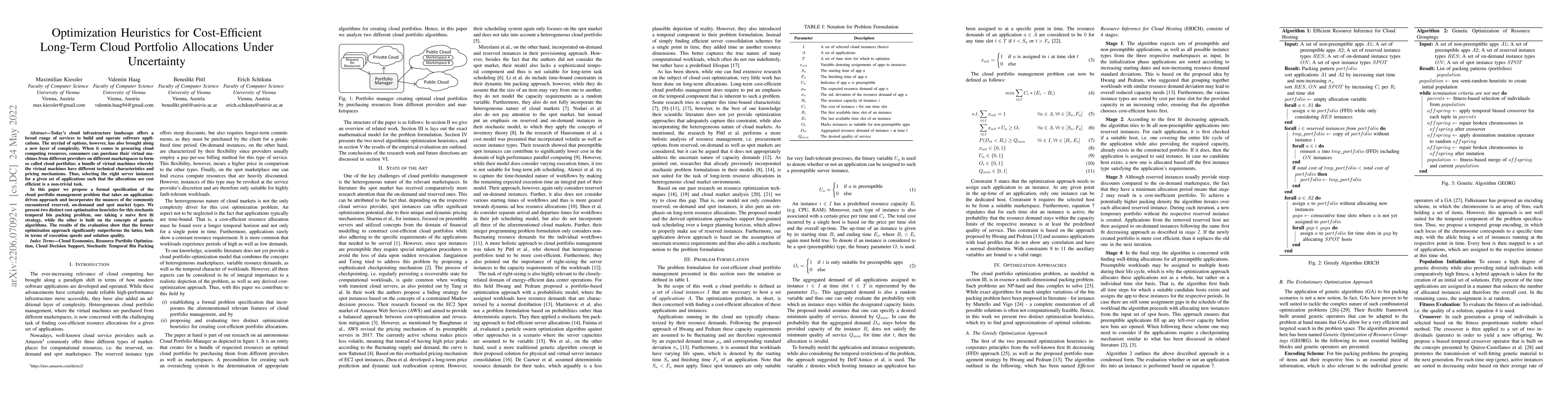 Thumbnail for Optimization Heuristics for Cost-Efficient Long-Term Cloud Portfolio
  Allocations Under Uncertainty