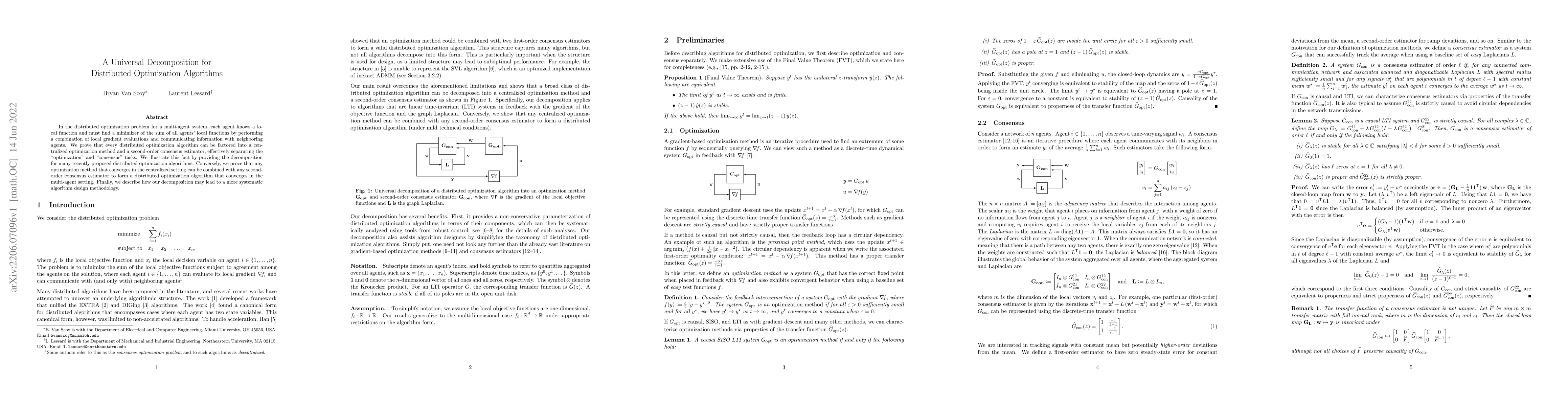 Thumbnail for A Universal Decomposition for Distributed Optimization Algorithms