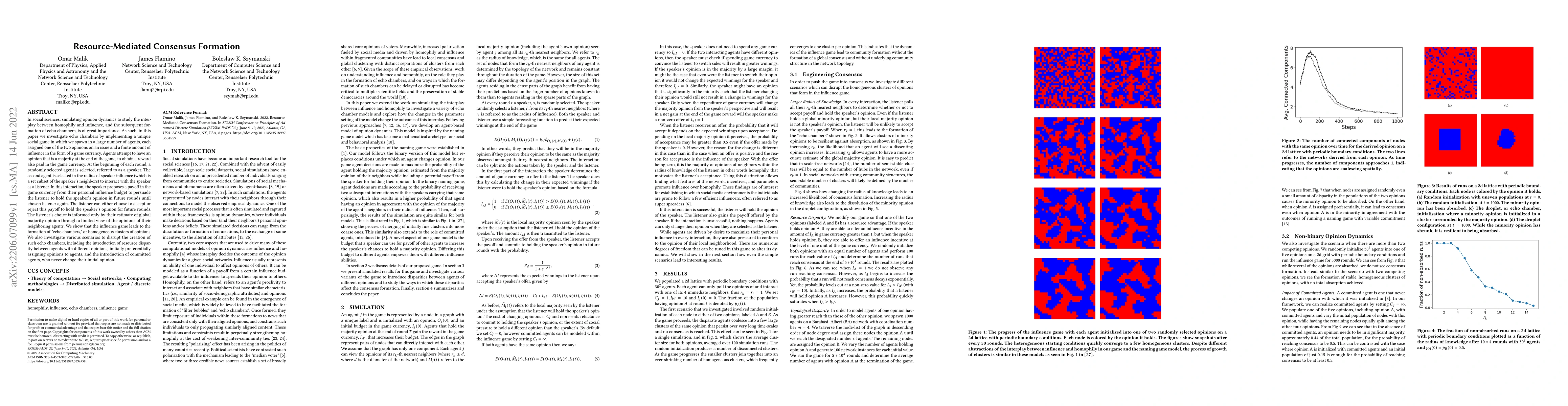 Thumbnail for Resource-Mediated Consensus Formation