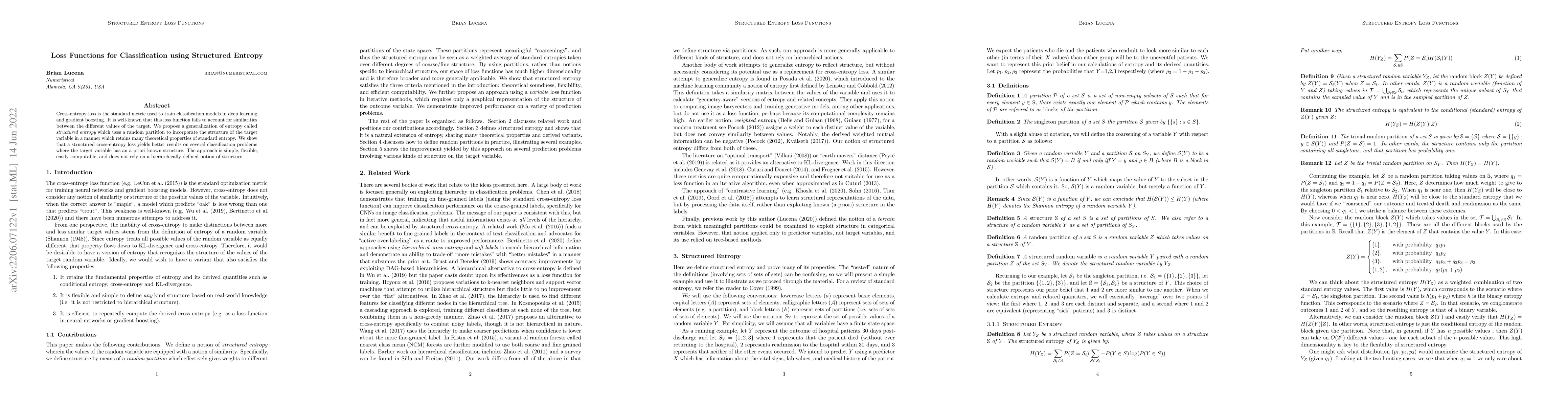 Thumbnail for Loss Functions for Classification using Structured Entropy