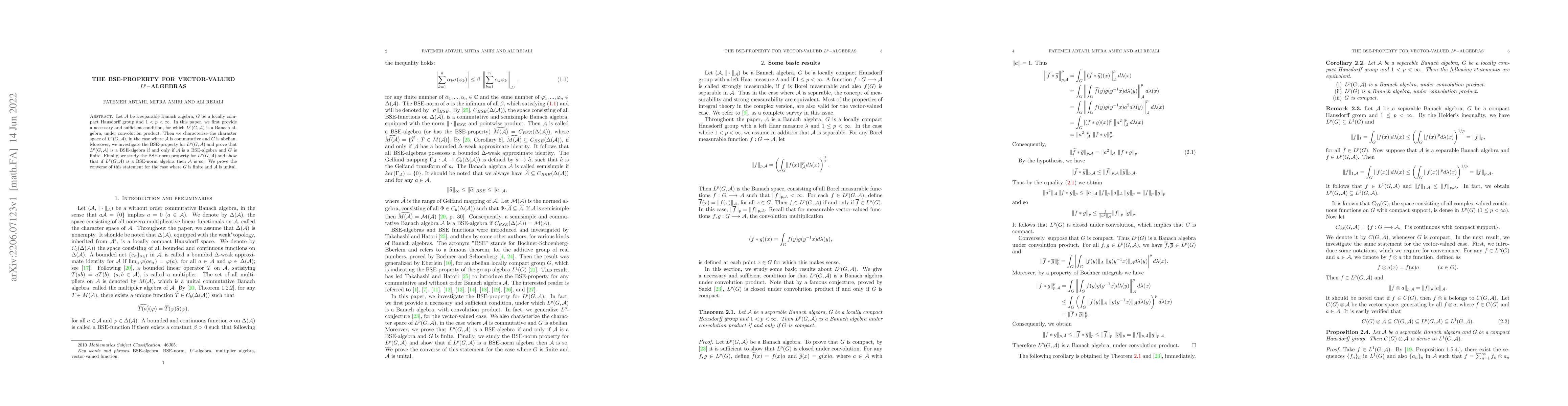 Thumbnail for The BSE-property for vector-valued $L^p-$algebras