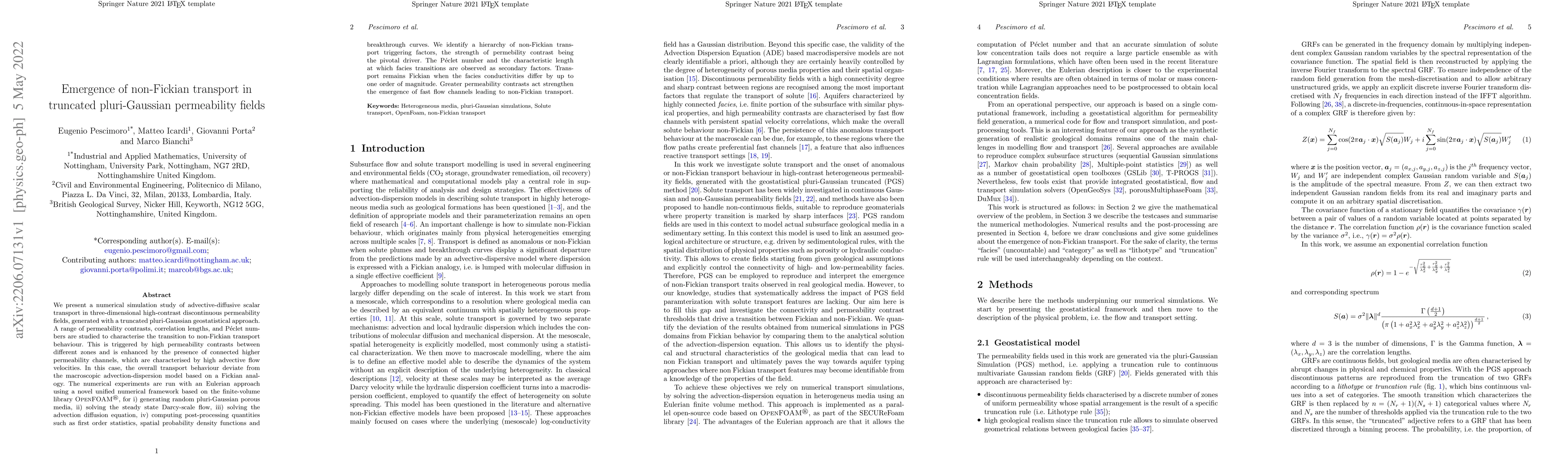 Thumbnail for Emergence of non-Fickian transport in truncated pluri-Gaussian
  permeability fields