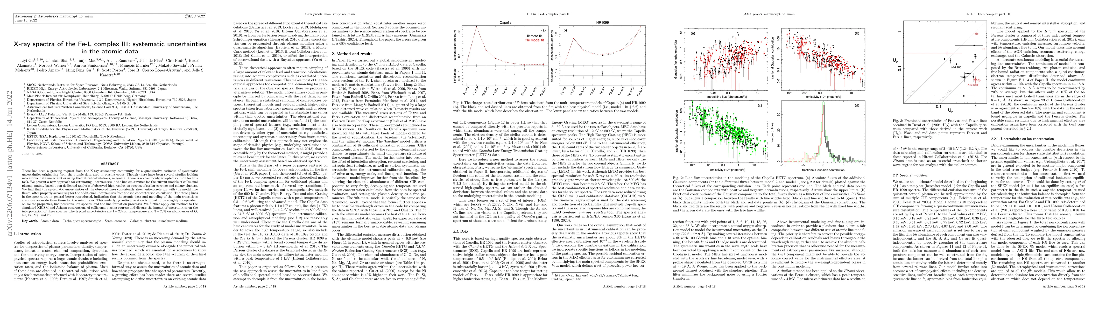Thumbnail for X-ray spectra of the Fe-L complex III: systematic uncertainties in the
  atomic data