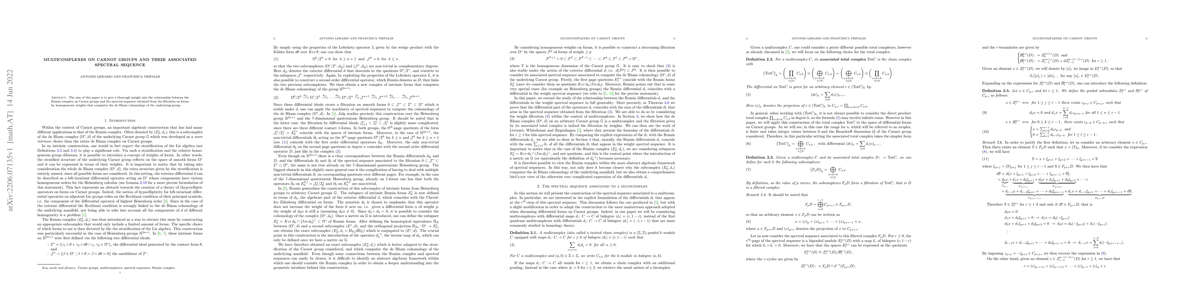 Thumbnail for Multicomplexes on Carnot groups and their associated spectral sequence