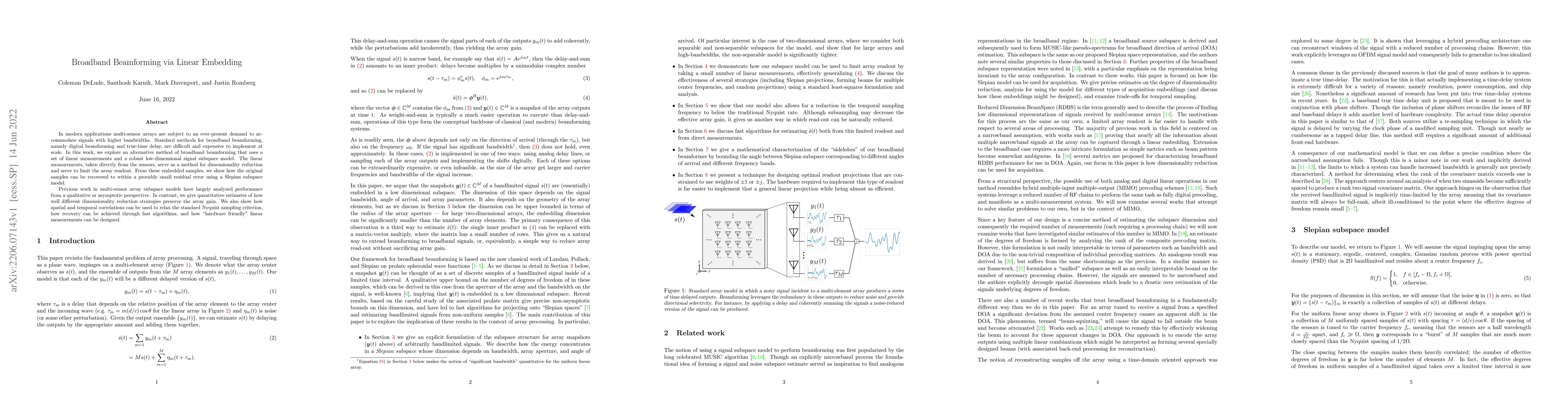 Thumbnail for Broadband Beamforming via Linear Embedding