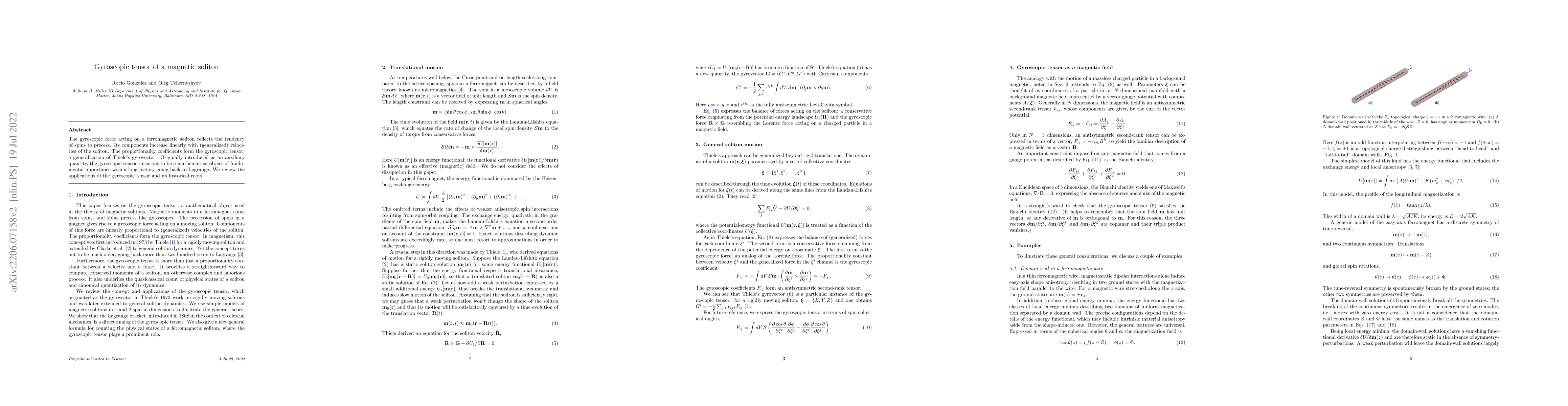 Thumbnail for Gyroscopic tensor of a magnetic soliton