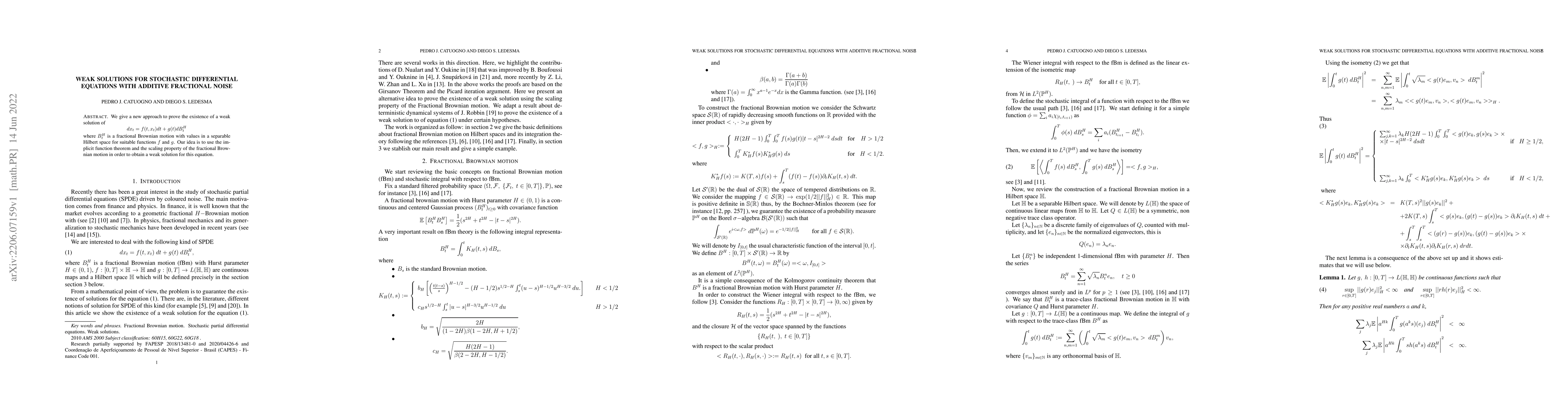 Thumbnail for Weak solutions for stochastic differential equations with additive
  fractional noise