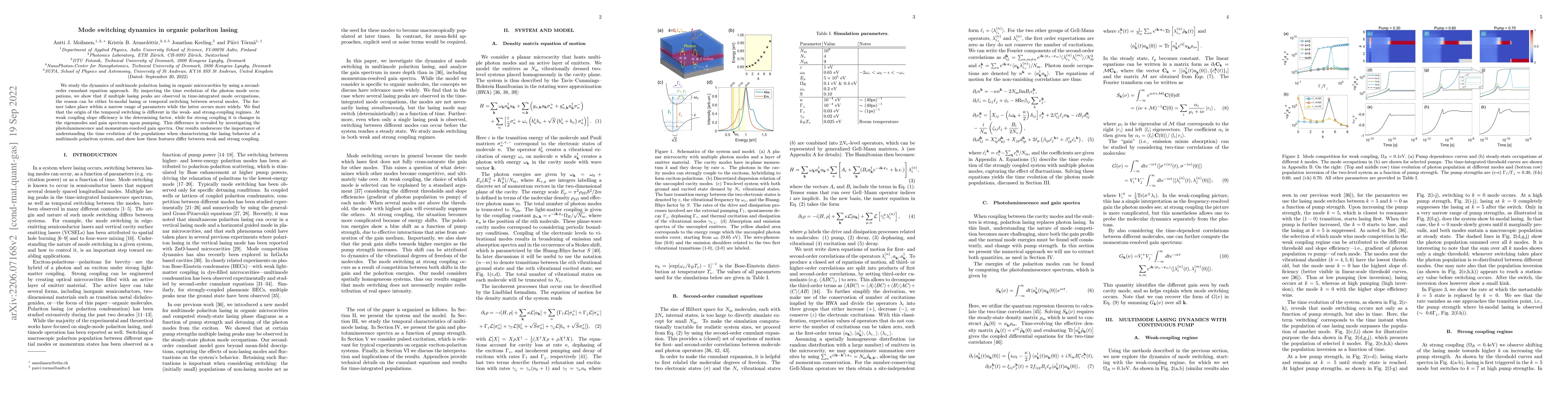 Thumbnail for Mode switching dynamics in organic polariton lasing