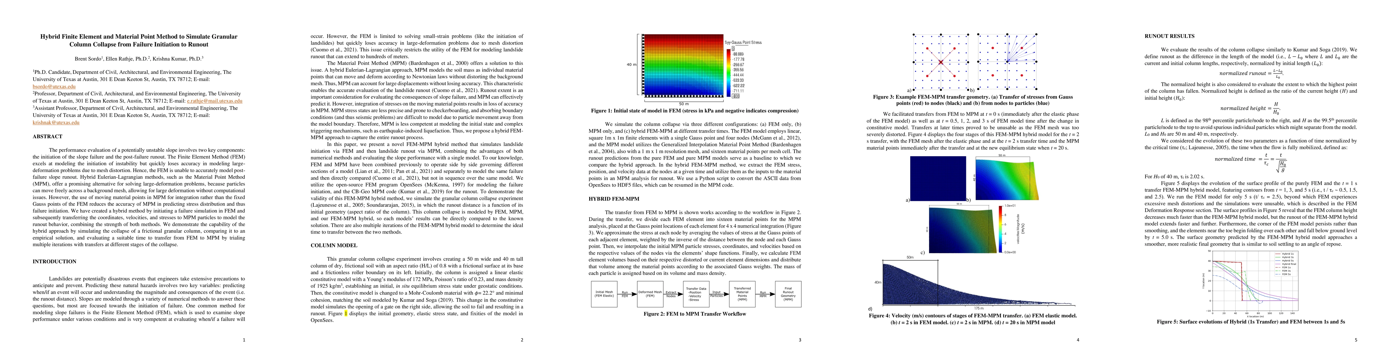 Thumbnail for Hybrid Finite Element and Material Point Method to Simulate Granular
  Column Collapse from Failure Initiation to Runout
