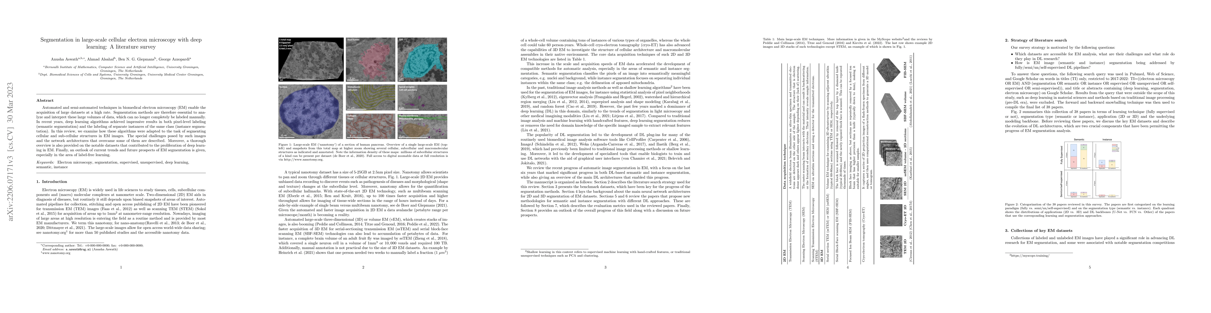 Thumbnail for Segmentation in large-scale cellular electron microscopy with deep
  learning: A literature survey