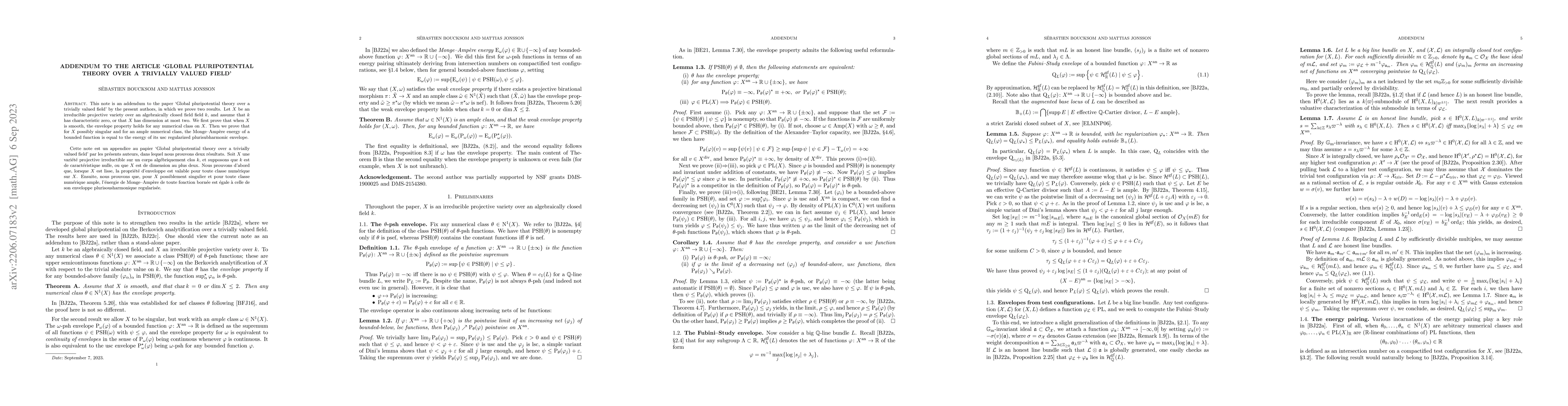 Thumbnail for Addendum to the article `Global pluripotential theory over a trivially
  valued field'