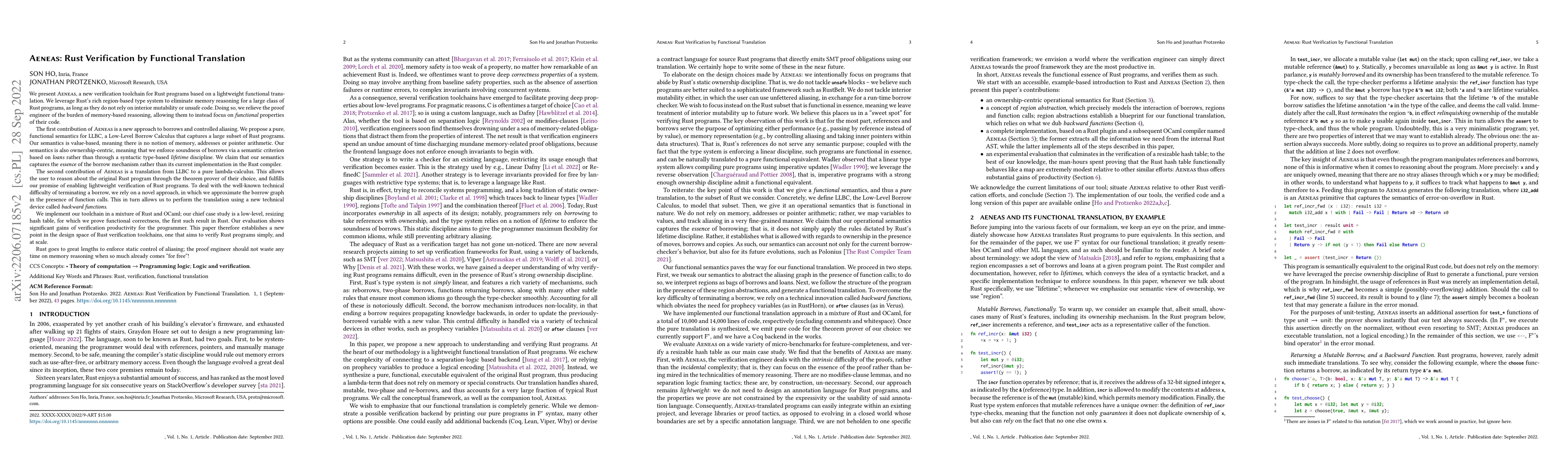 Thumbnail for Aeneas: Rust Verification by Functional Translation