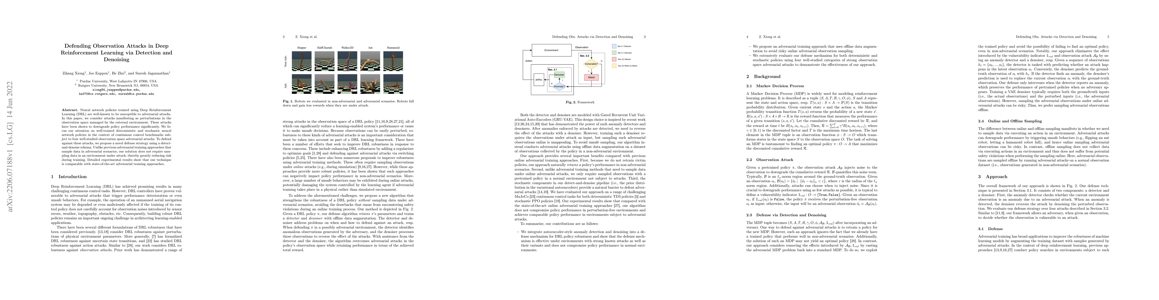 Thumbnail for Defending Observation Attacks in Deep Reinforcement Learning via
  Detection and Denoising