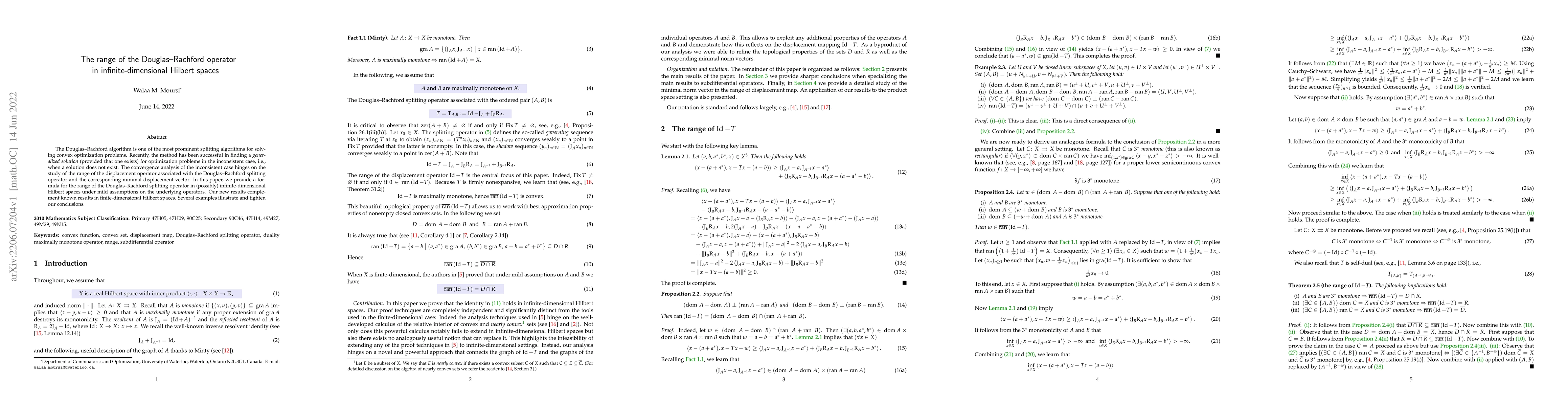 Thumbnail for The range of the Douglas-Rachford operator in infinite-dimensional
  Hilbert spaces