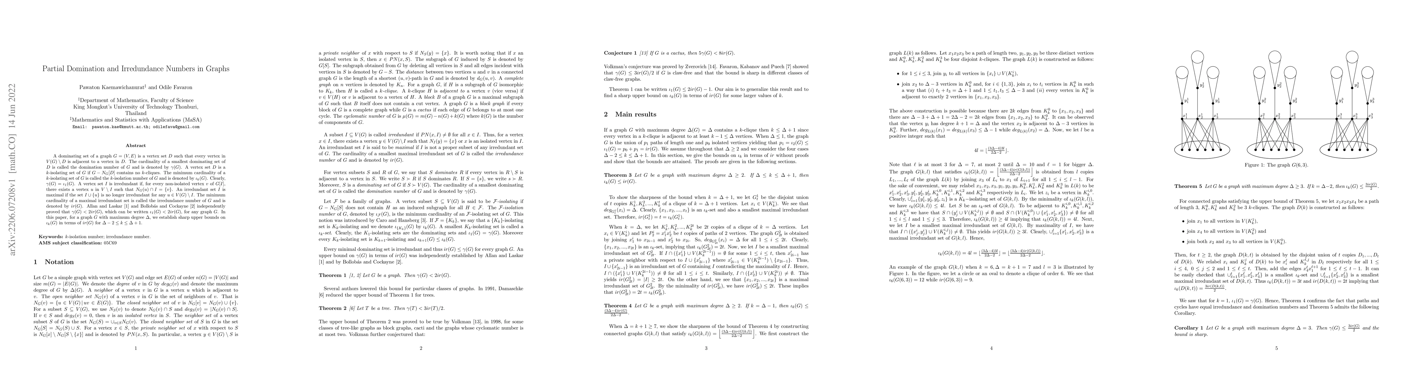 Thumbnail for Partial Domination and Irredundance Numbers in Graphs