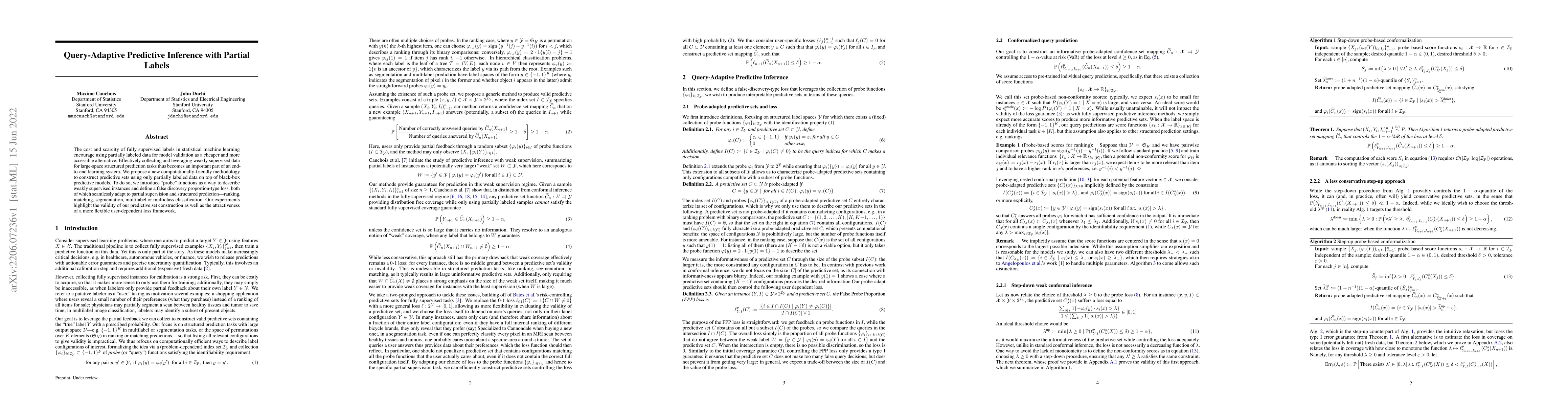 Thumbnail for Query-Adaptive Predictive Inference with Partial Labels