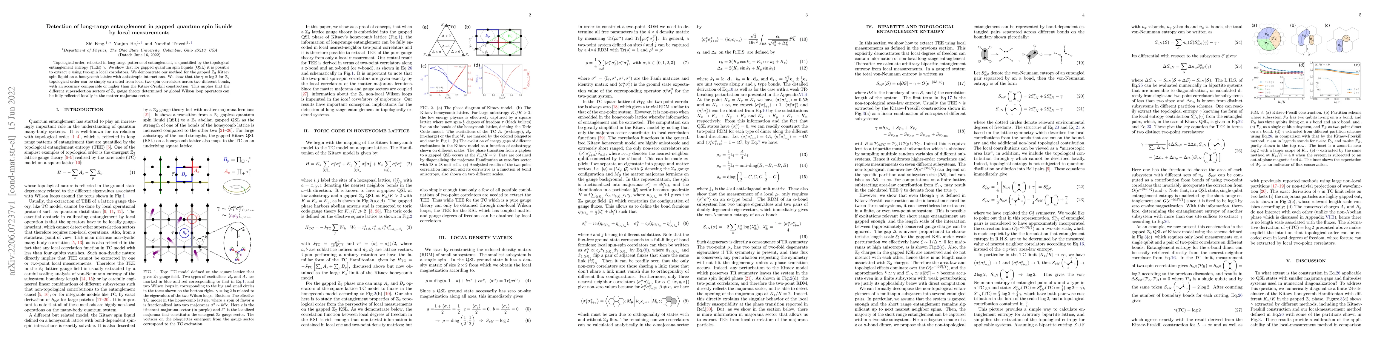 Thumbnail for Detection of long-range entanglement in gapped quantum spin liquids by
  local measurements
