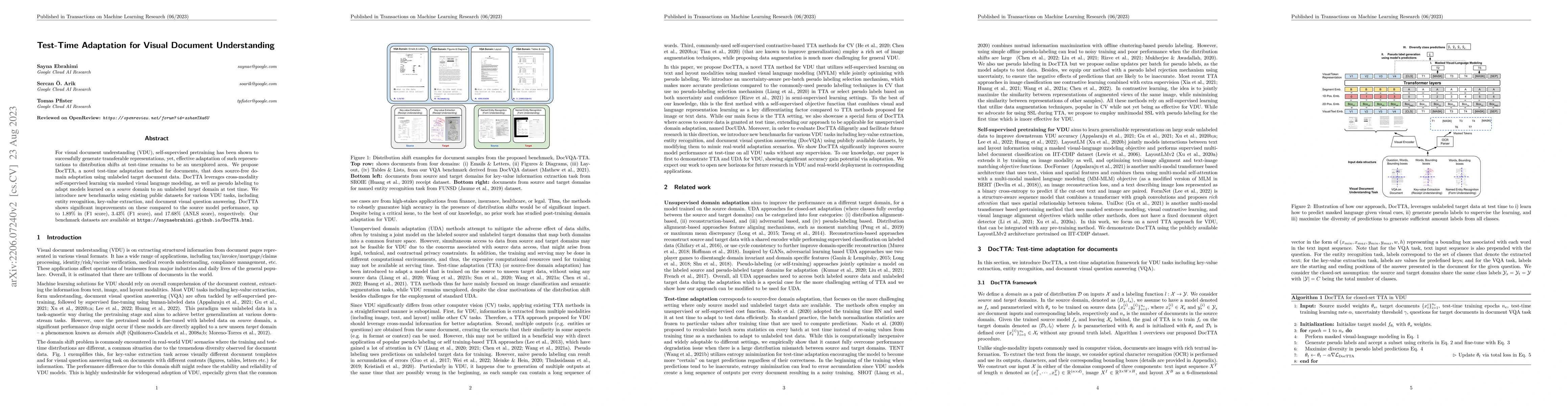 Thumbnail for Test-Time Adaptation for Visual Document Understanding