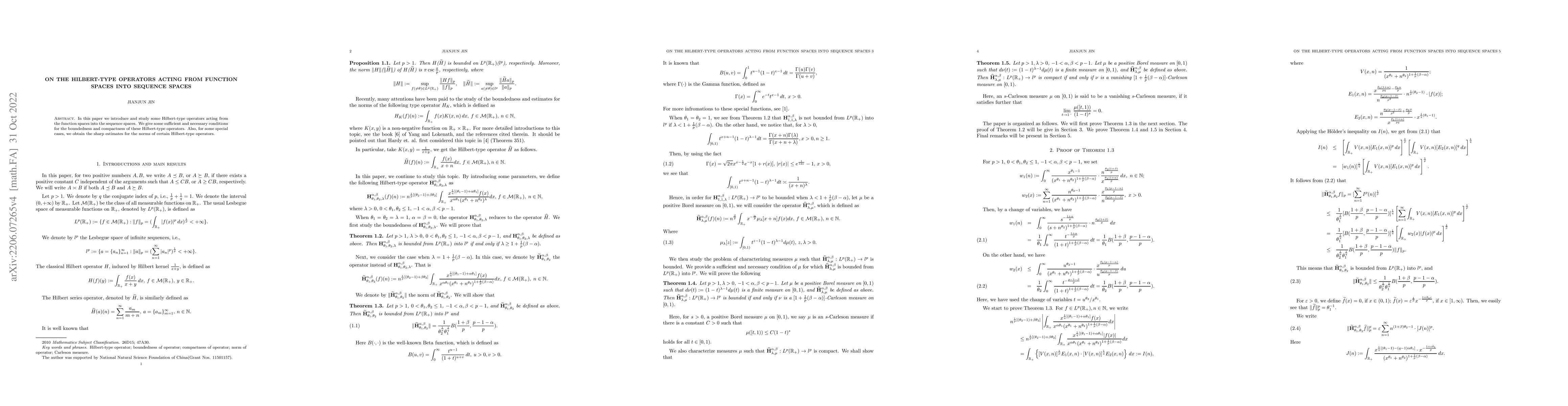 Thumbnail for On the Hilbert-type operators acting from function spaces into sequence
  spaces