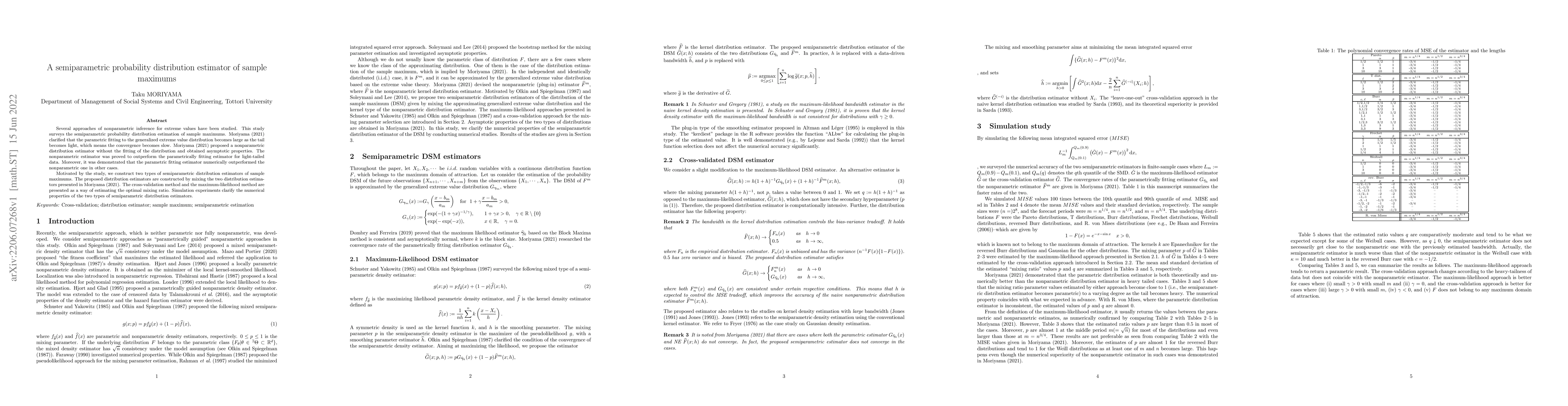 Thumbnail for A semiparametric probability distribution estimator of sample maximums