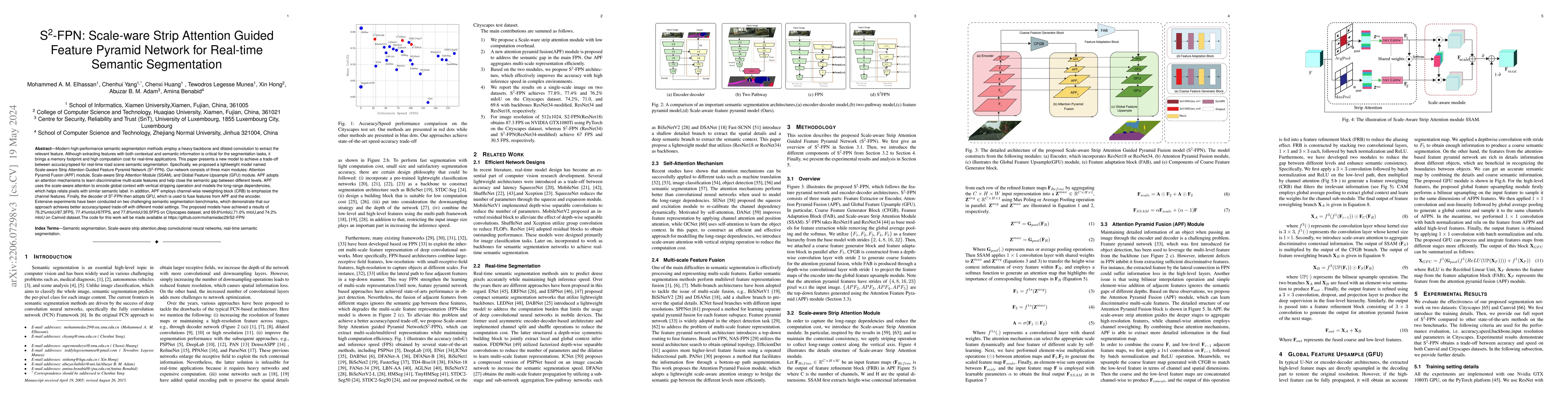 Thumbnail for S$^2$-FPN: Scale-ware Strip Attention Guided Feature Pyramid Network for
  Real-time Semantic Segmentation