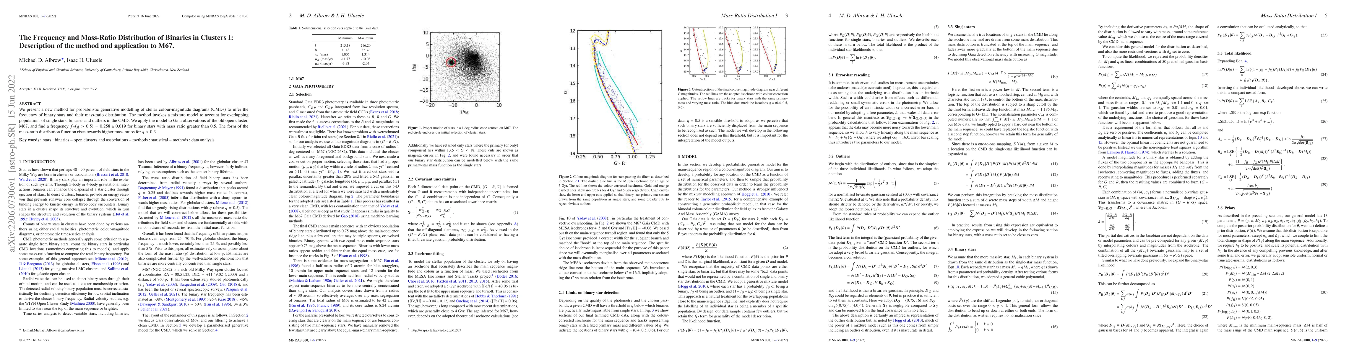 Thumbnail for The Frequency and Mass-Ratio Distribution of Binaries in Clusters I:
  Description of the method and application to M67