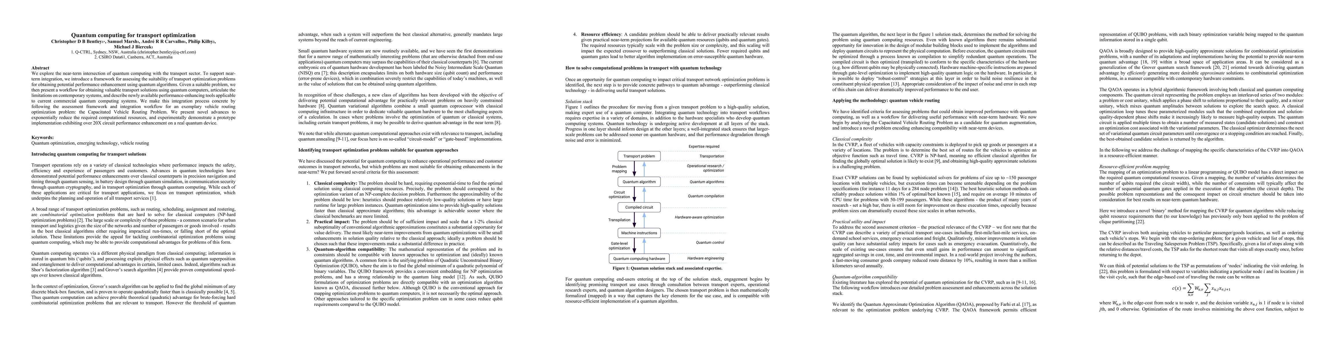 Thumbnail for Quantum computing for transport optimization