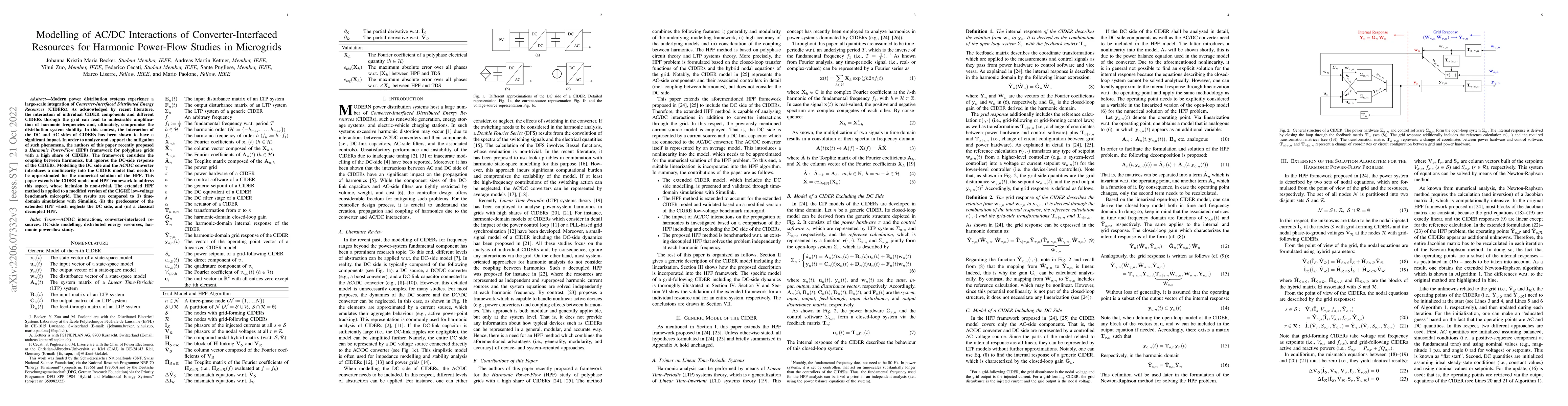 Thumbnail for Modelling of AC/DC Interactions of Converter-Interfaced Resources for
  Harmonic Power-Flow Studies in Microgrids