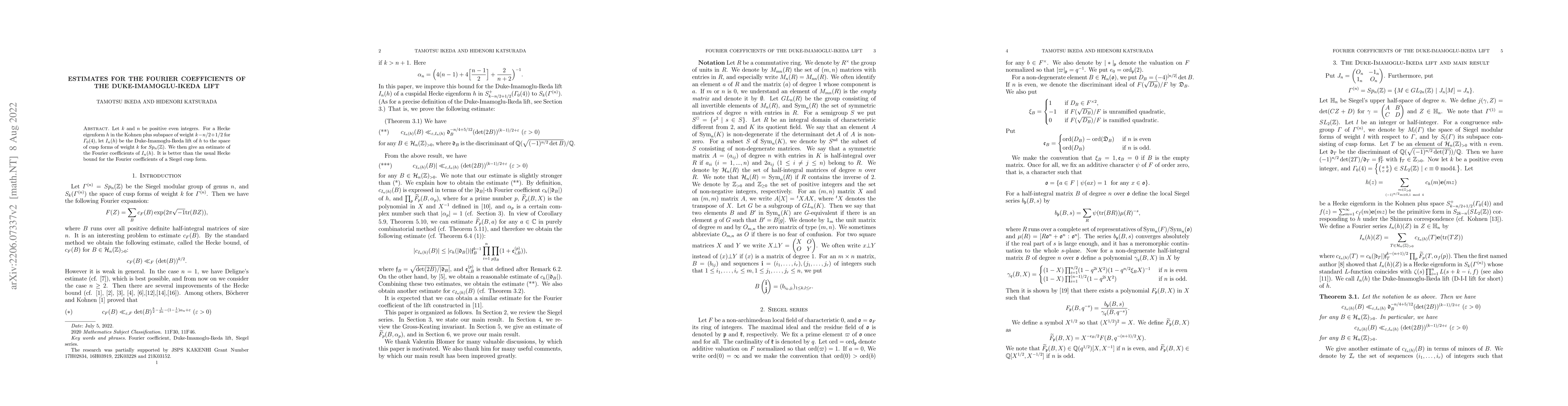 Thumbnail for Estimates for the Fourier coefficients of the Duke-Imamoglu-Ikeda lift