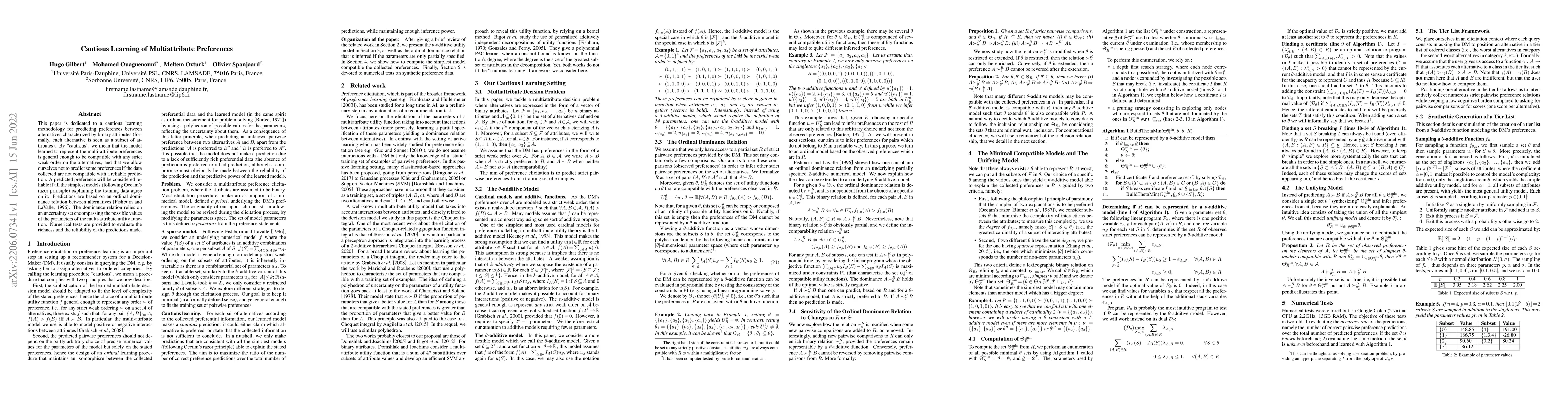 Thumbnail for Cautious Learning of Multiattribute Preferences