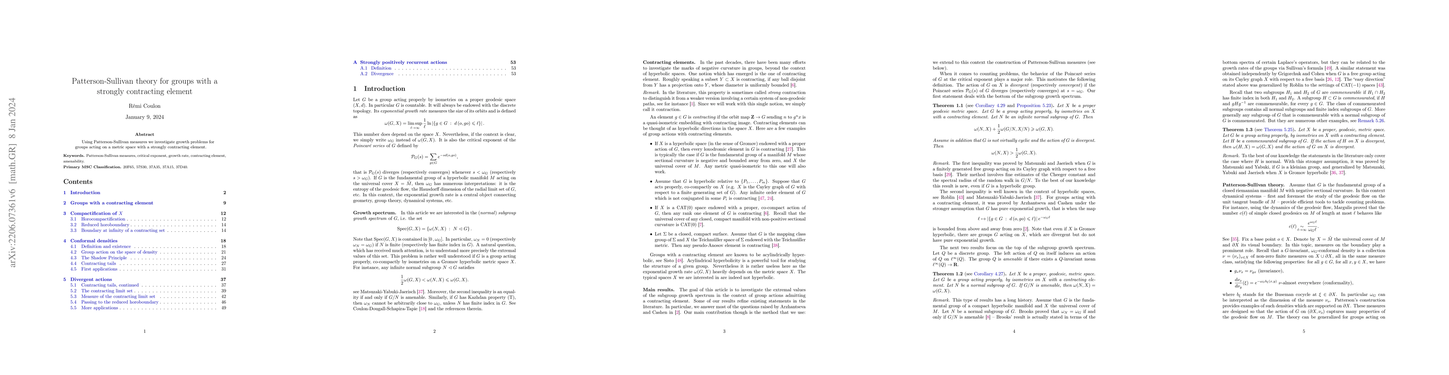 Thumbnail for Patterson-Sullivan theory for groups with a strongly contracting element