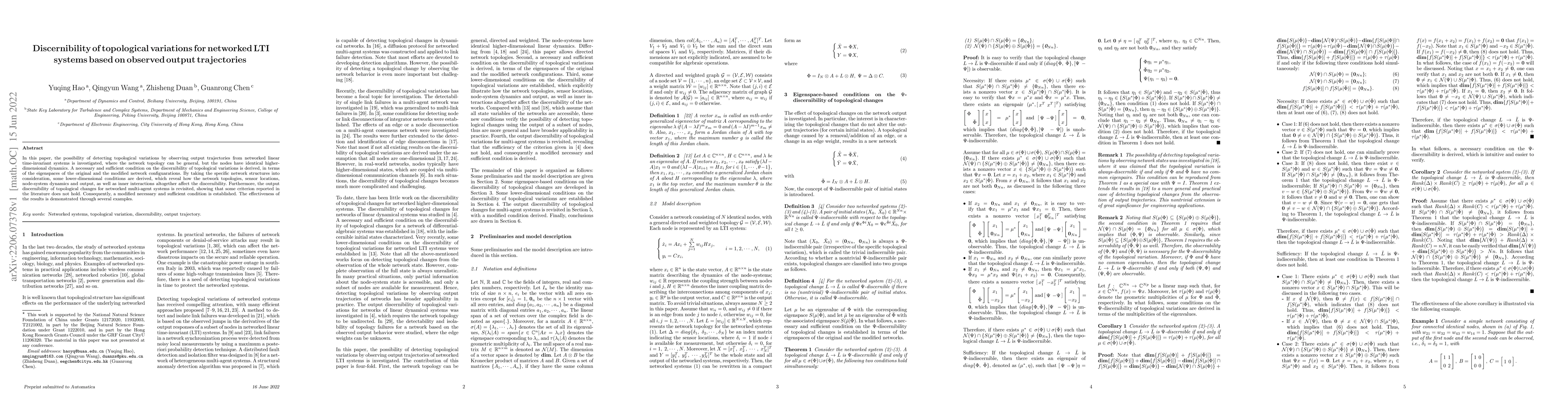 Thumbnail for Discernibility of topological variations for networked LTI systems based
  on observed output trajectories