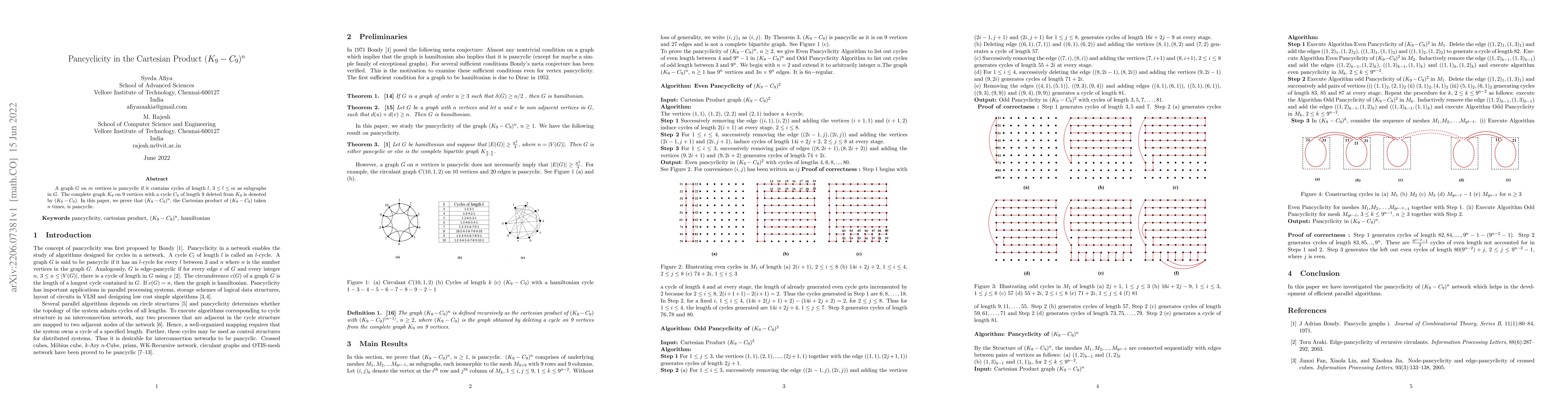 Thumbnail for Pancyclicity in the Cartesian Product $(K_9-C_9 )^n$