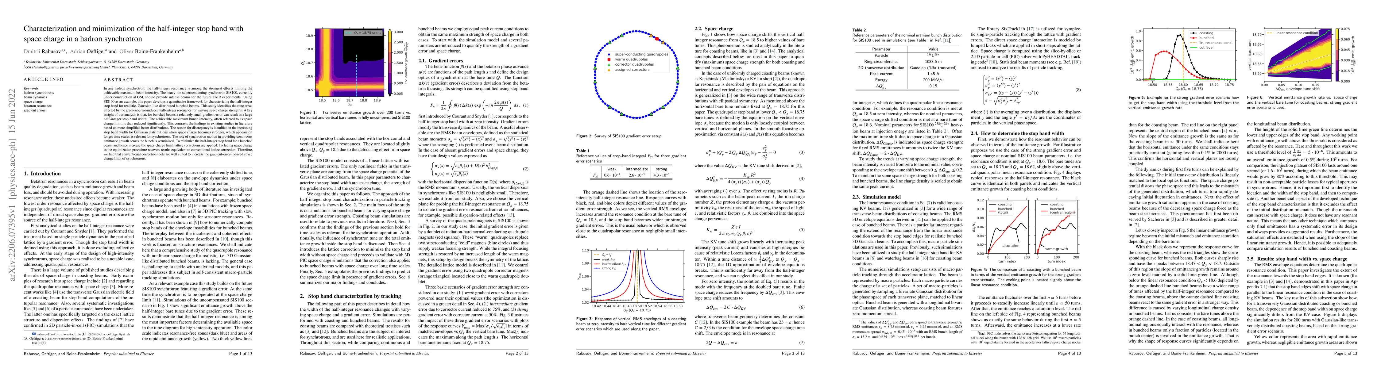 Thumbnail for Characterization and minimization of the half-integer stop band with
  space charge in a hadron synchrotron