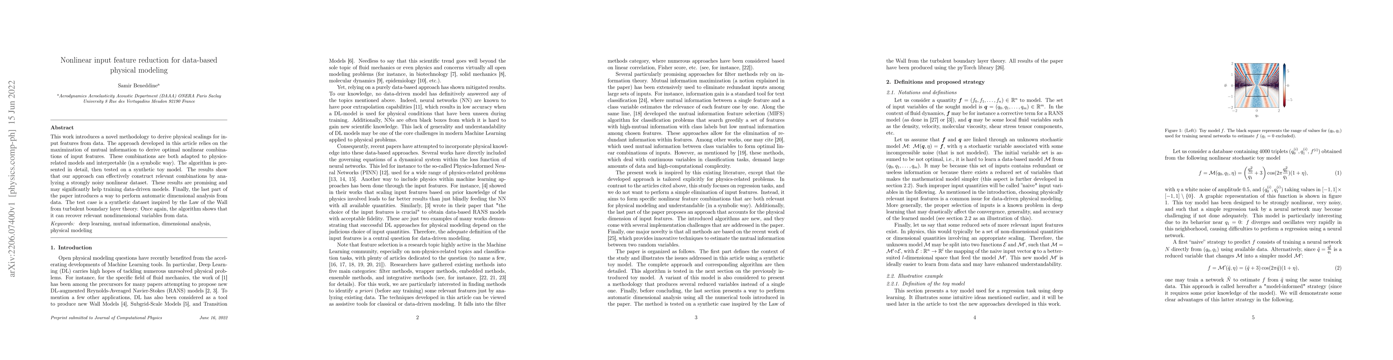 Thumbnail for Nonlinear input feature reduction for data-based physical modeling