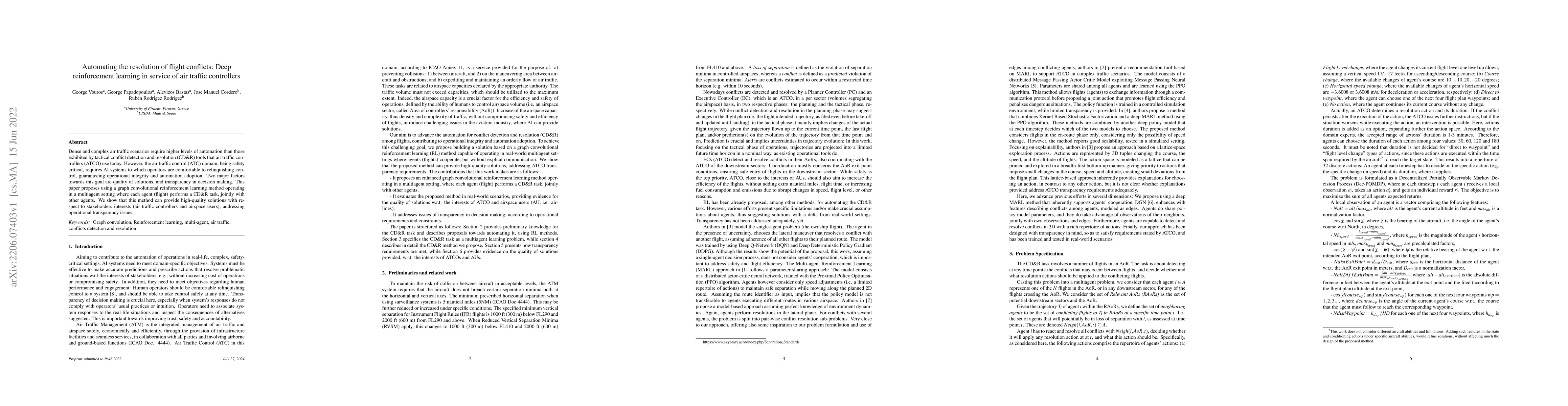 Thumbnail for Automating the resolution of flight conflicts: Deep reinforcement
  learning in service of air traffic controllers