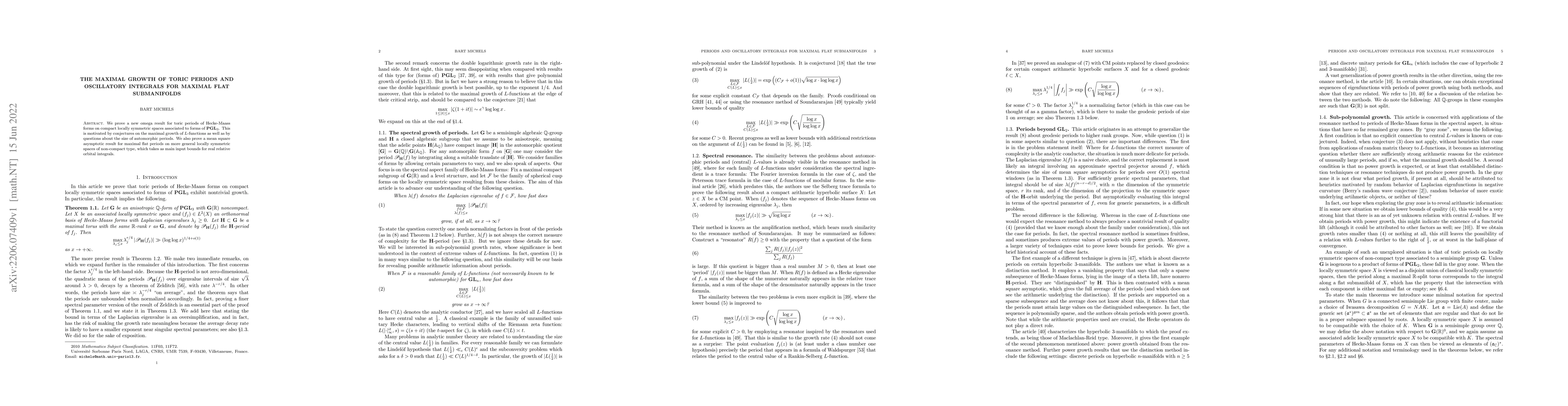 Thumbnail for The Maximal Growth Of Toric Periods and Oscillatory Integrals for
  Maximal Flat Submanifolds