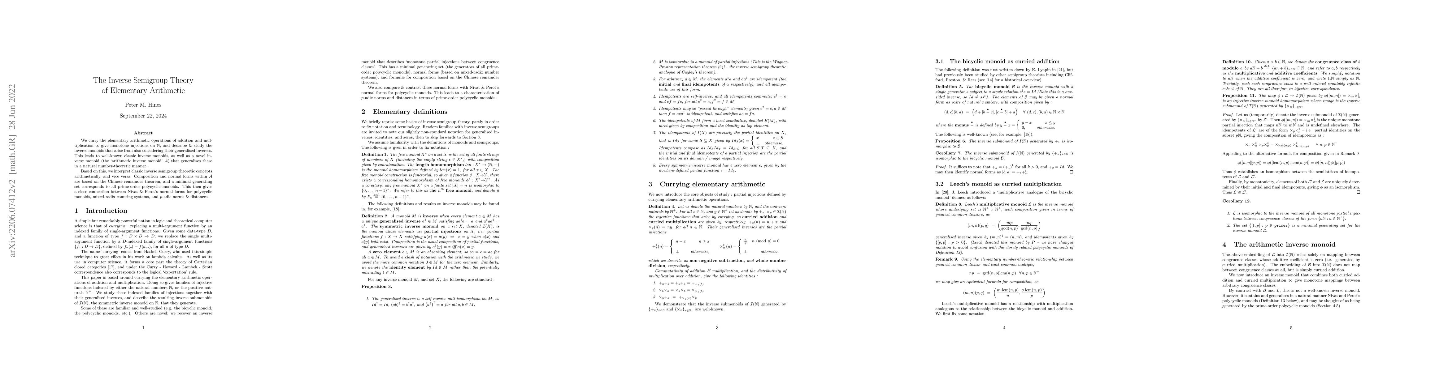 Thumbnail for The Inverse Semigroup Theory of Elementary Arithmetic