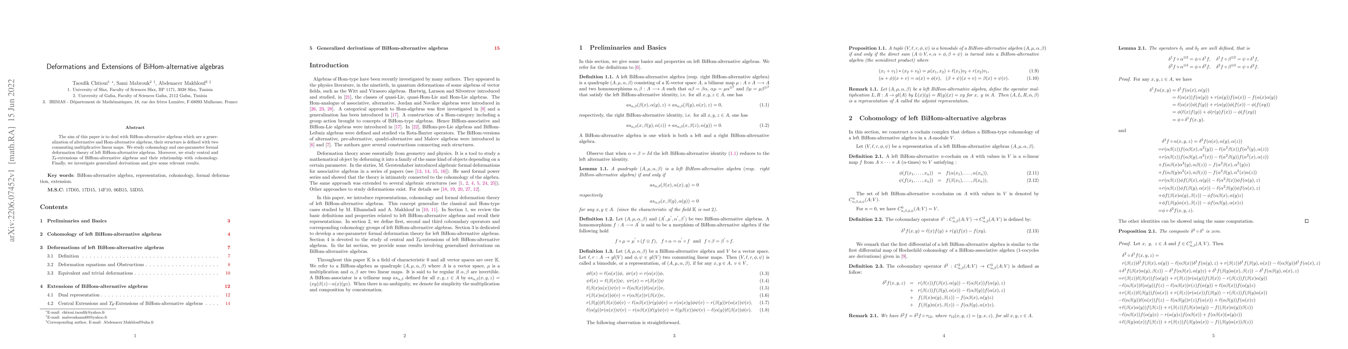 Thumbnail for Deformations and Extensions of BiHom-alternative algebras