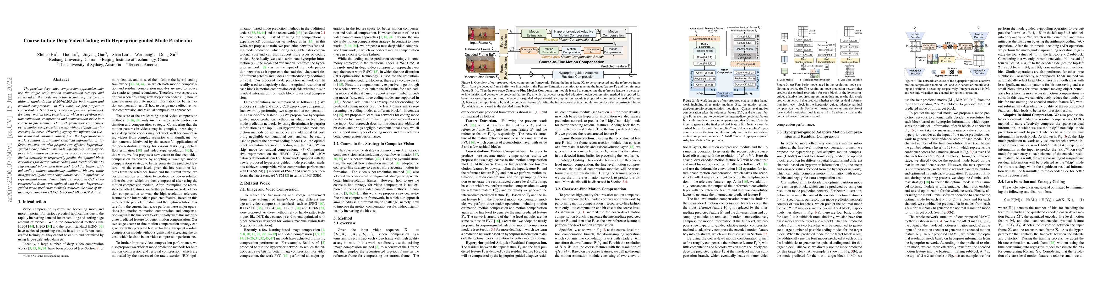 Thumbnail for Coarse-to-fine Deep Video Coding with Hyperprior-guided Mode Prediction