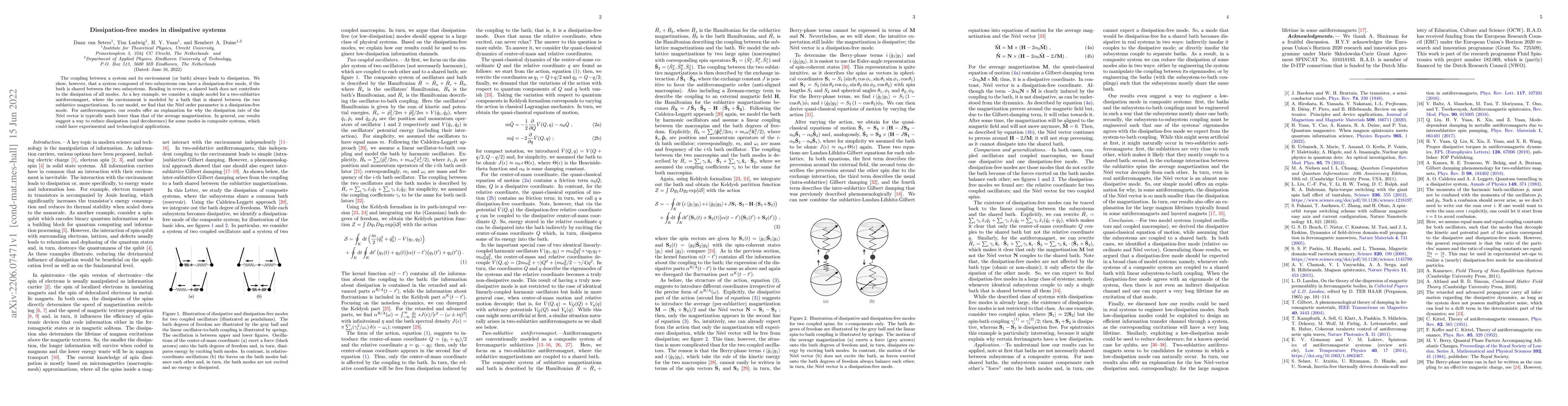 Thumbnail for Dissipation-free modes in dissipative systems