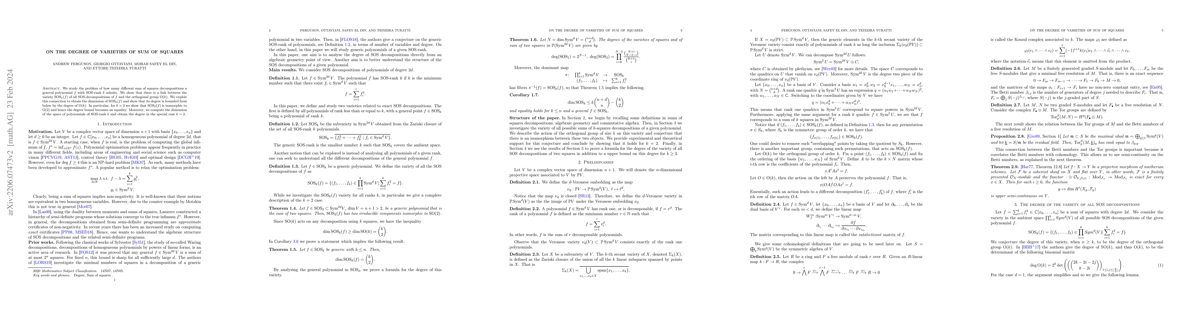 Thumbnail for On the degree of varieties of sum of squares