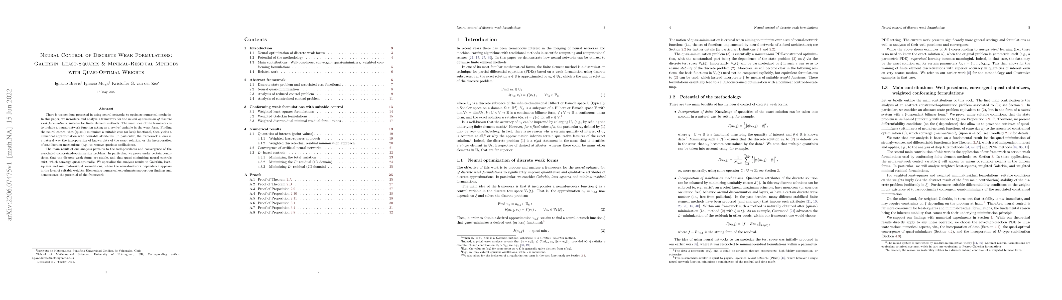 Thumbnail for Neural Control of Discrete Weak Formulations: Galerkin, Least-Squares
  and Minimal-Residual Methods with Quasi-Optimal Weights