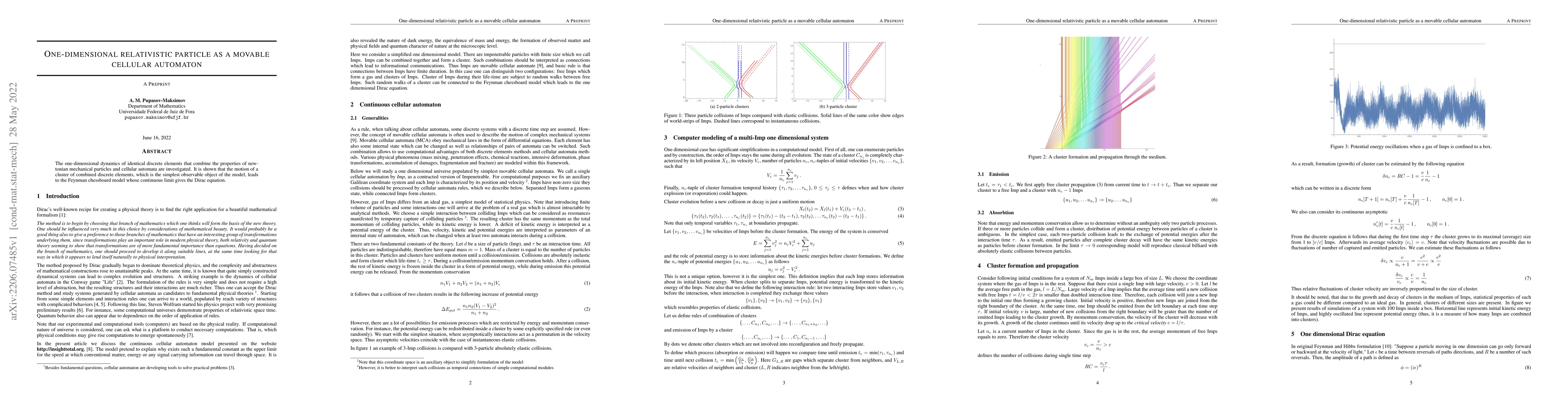 Thumbnail for One-dimensional relativistic particle as a movable cellular automaton