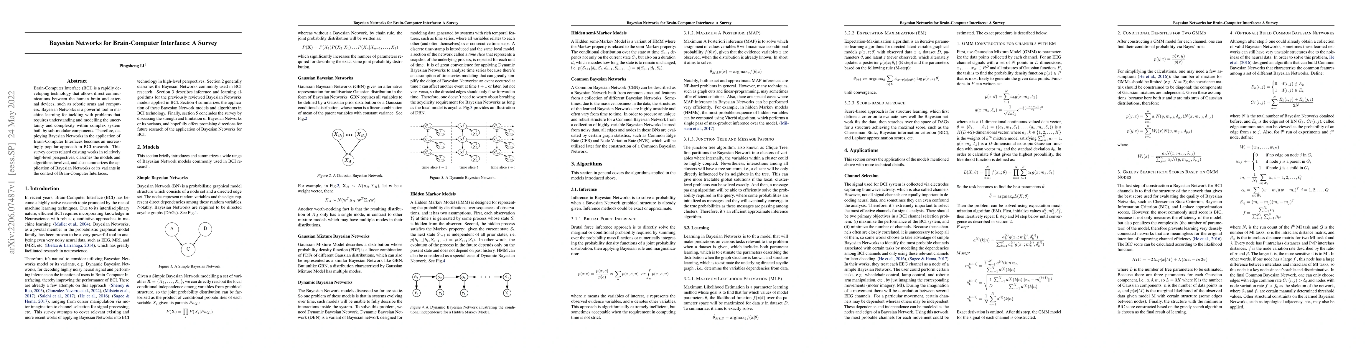Thumbnail for Bayesian Networks for Brain-Computer Interfaces: A Survey