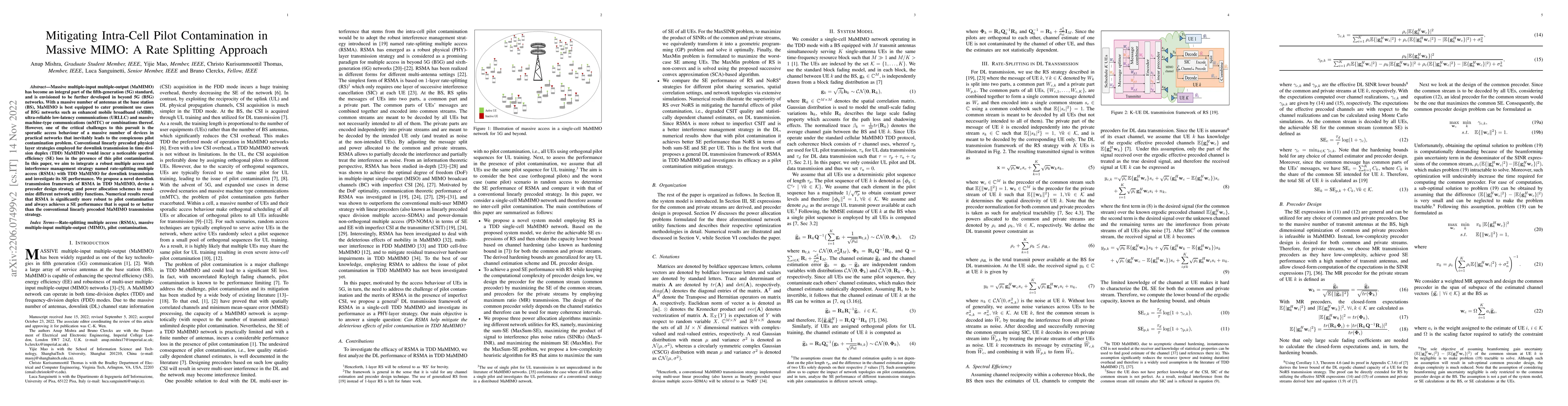 Thumbnail for Mitigating Intra-Cell Pilot Contamination in Massive MIMO: A Rate
  Splitting Approach