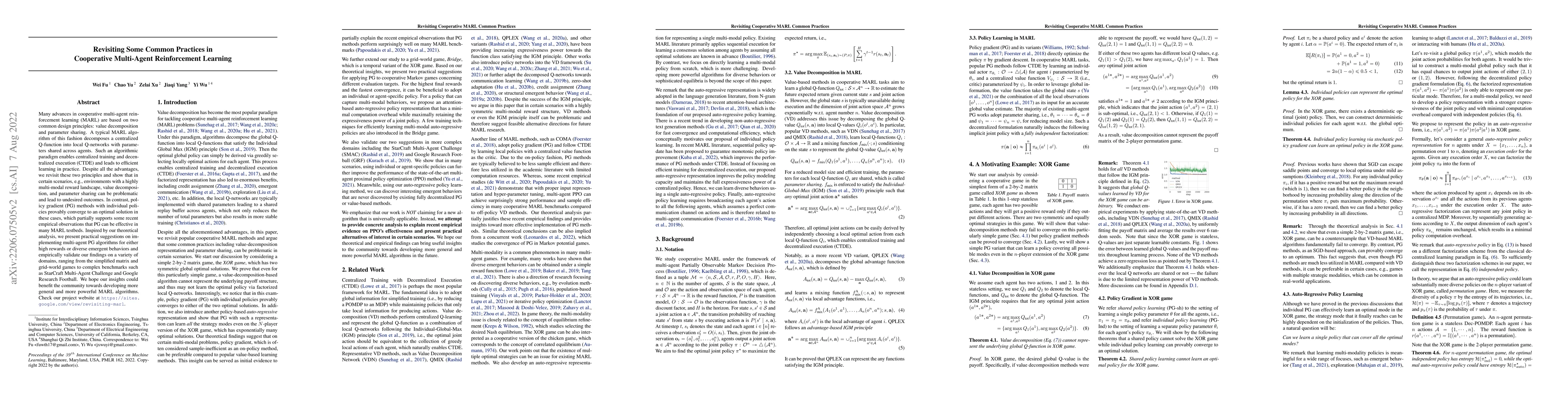 Thumbnail for Revisiting Some Common Practices in Cooperative Multi-Agent
  Reinforcement Learning