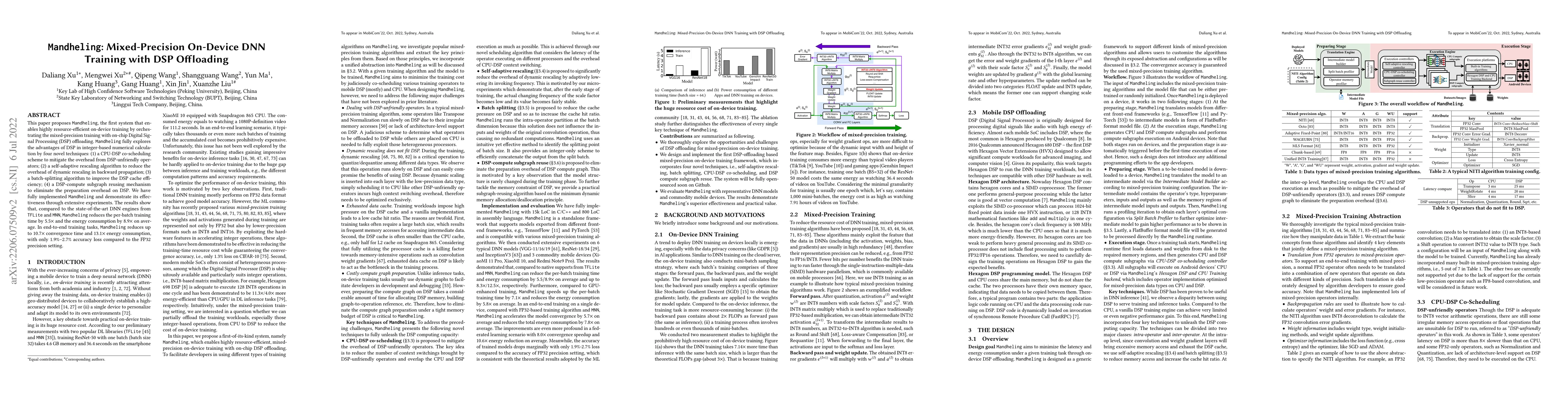 Thumbnail for Mandheling: Mixed-Precision On-Device DNN Training with DSP Offloading