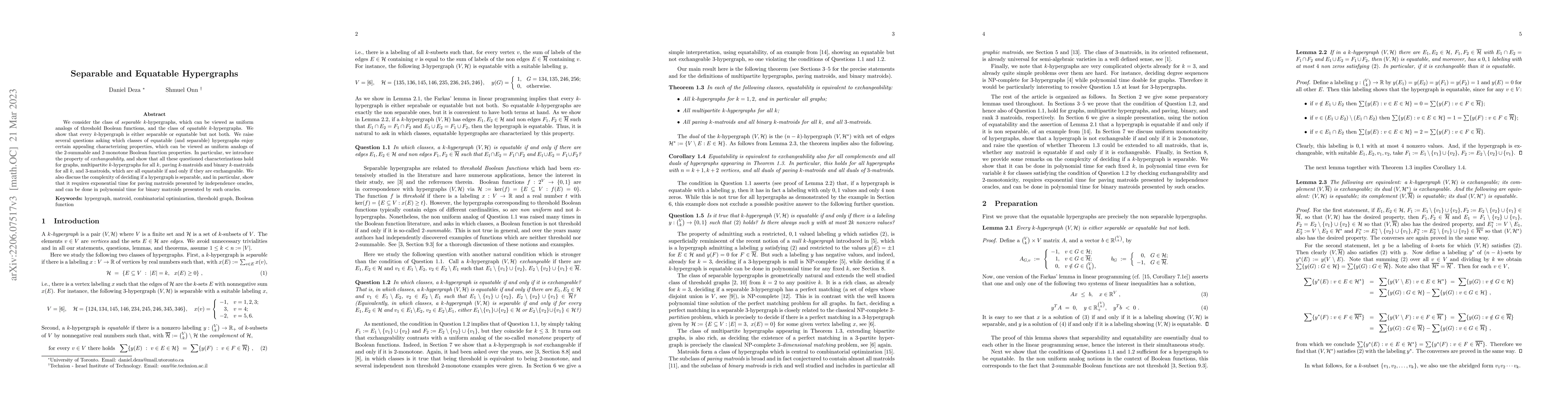 Thumbnail for Separable and Equatable Hypergraphs